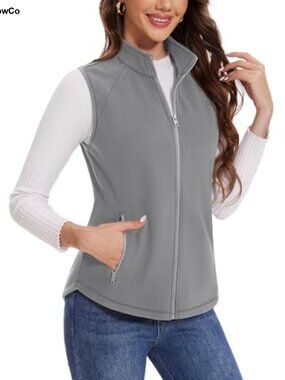 MAGCOMSEN Women's Fleece Vest with Zipper Pockets Zip Up Sleeveless Jacket